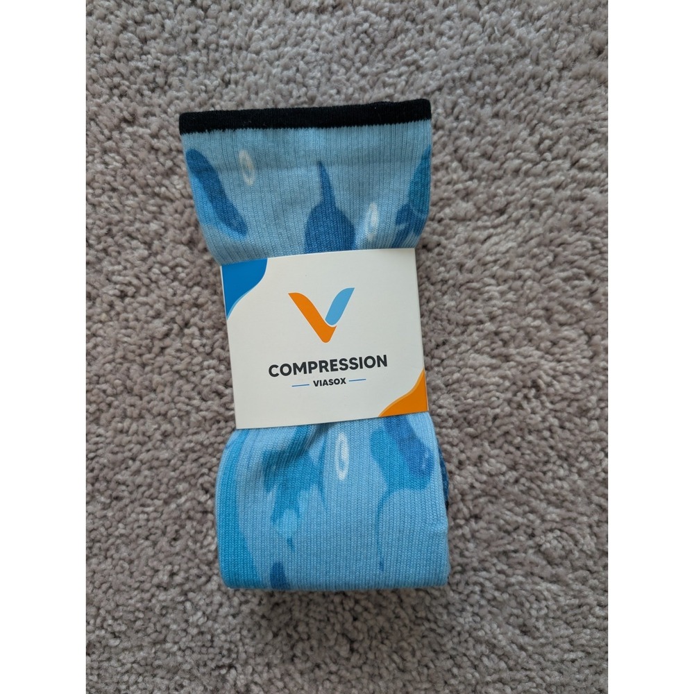 NWT Viasox Compression Socks Deep Sea L/XL Mens 13-19 Womens 14+